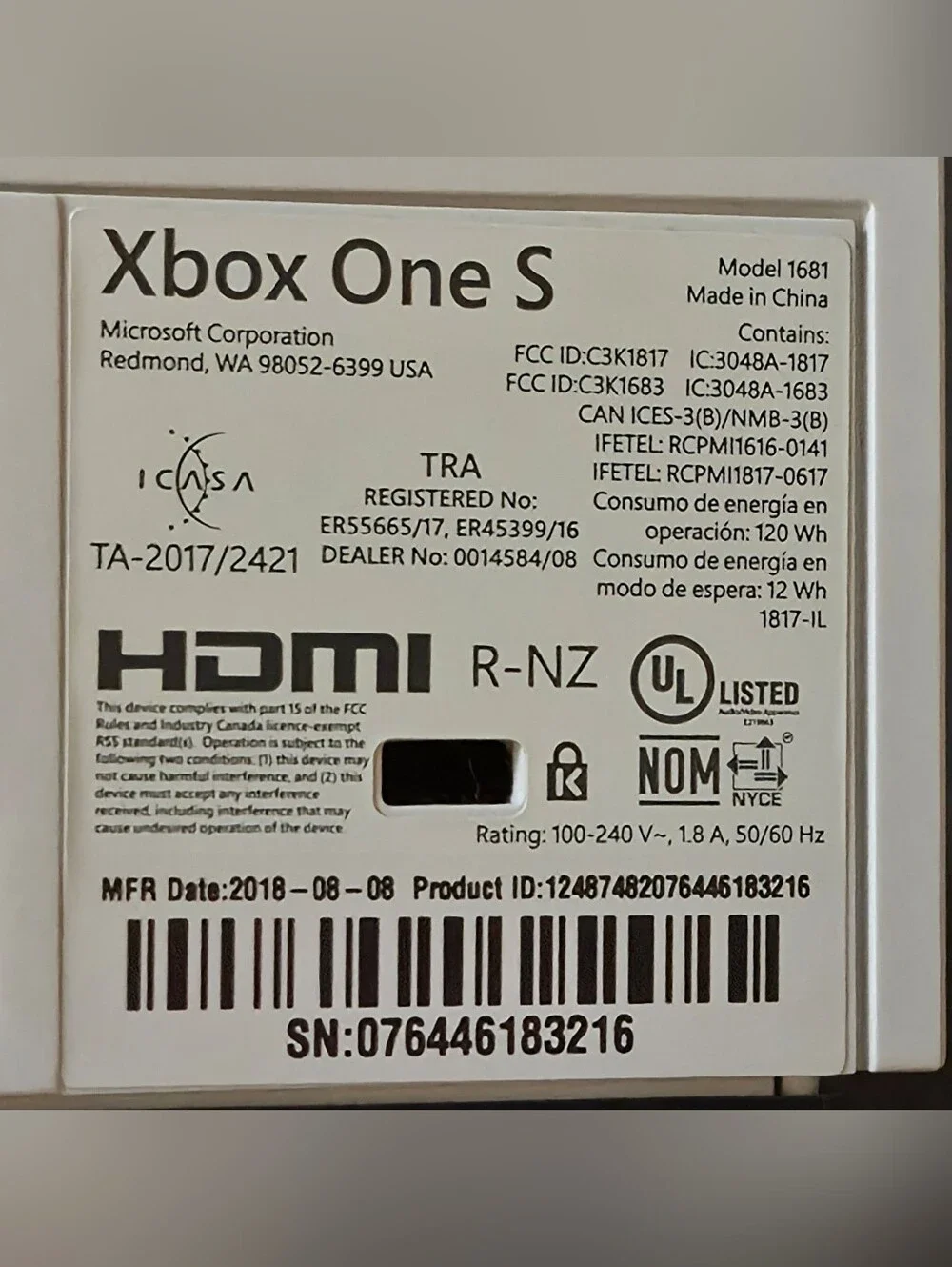 Microsoft Xbox One S (Model 1681) Game Console Gaming System 4 Games Controller